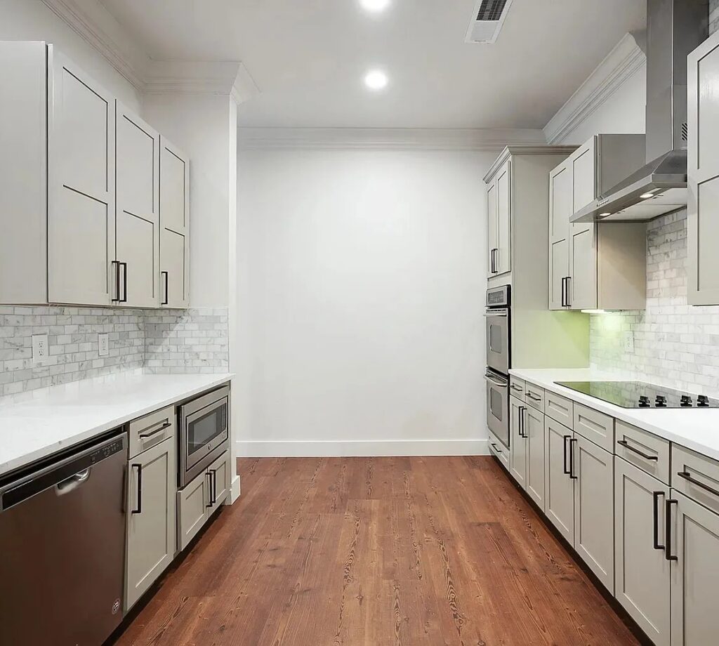 Freshly painted apartment kitchen